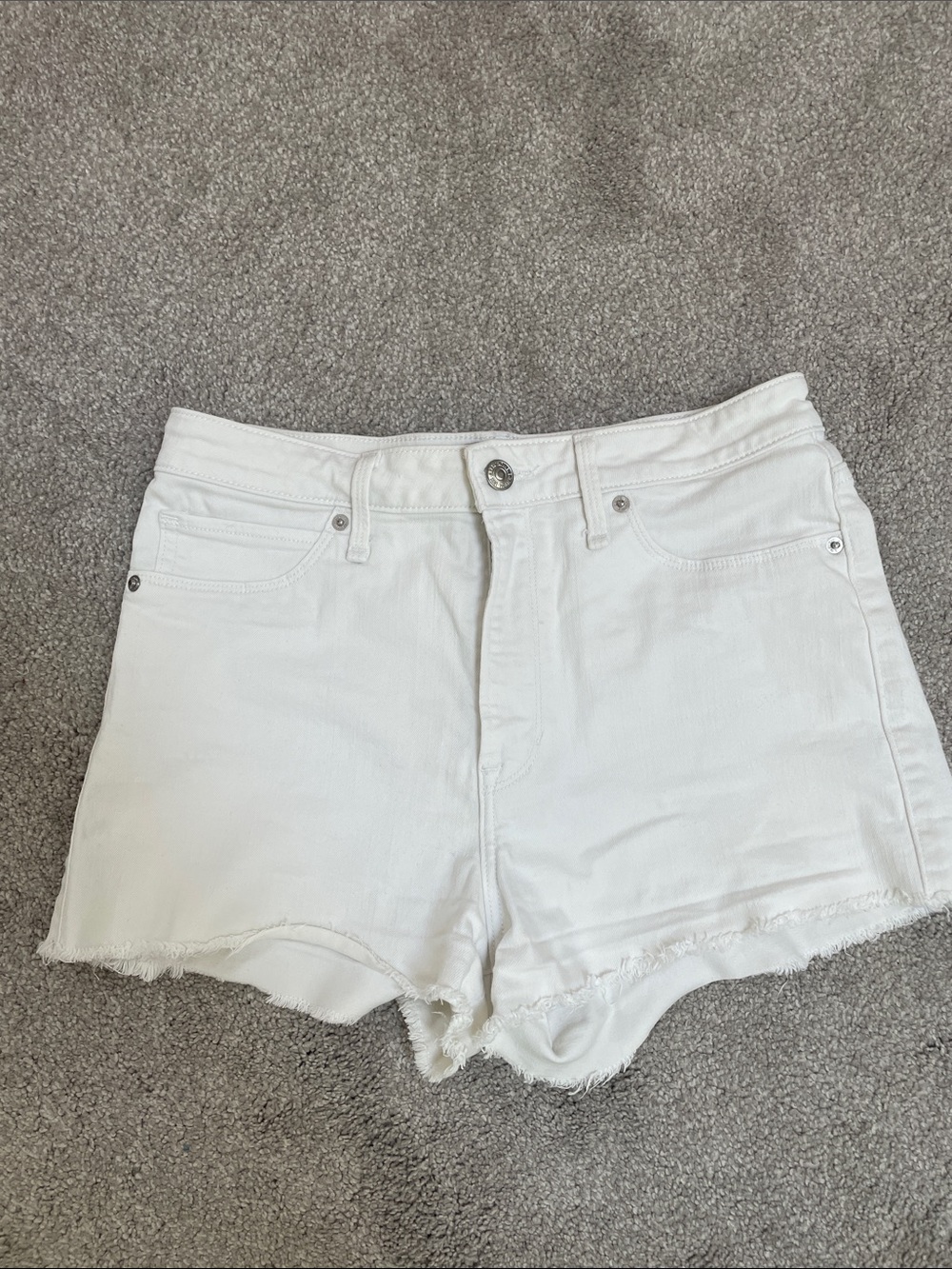 Abercrombie & Fitch White Simone High‑Waist Denim Shorts